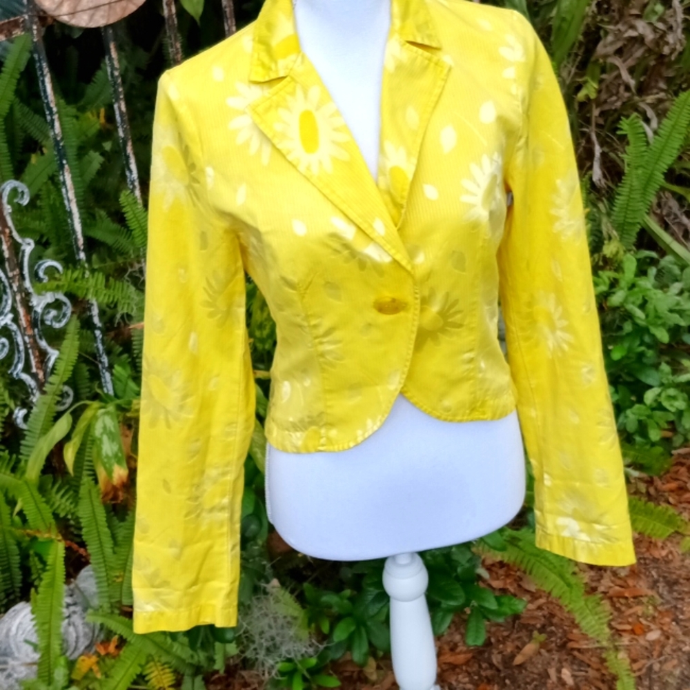 Sisley yellow Daisy crop Blazer extra small